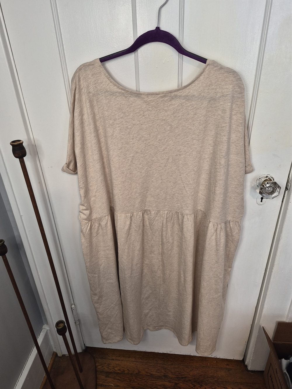 Terra & Sky Light Beige V-Neck Babydoll Dress - Picture 2 of 2